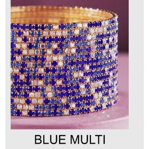1238.  Elegant Blue Multi-Color Glass Beaded Bangle Set